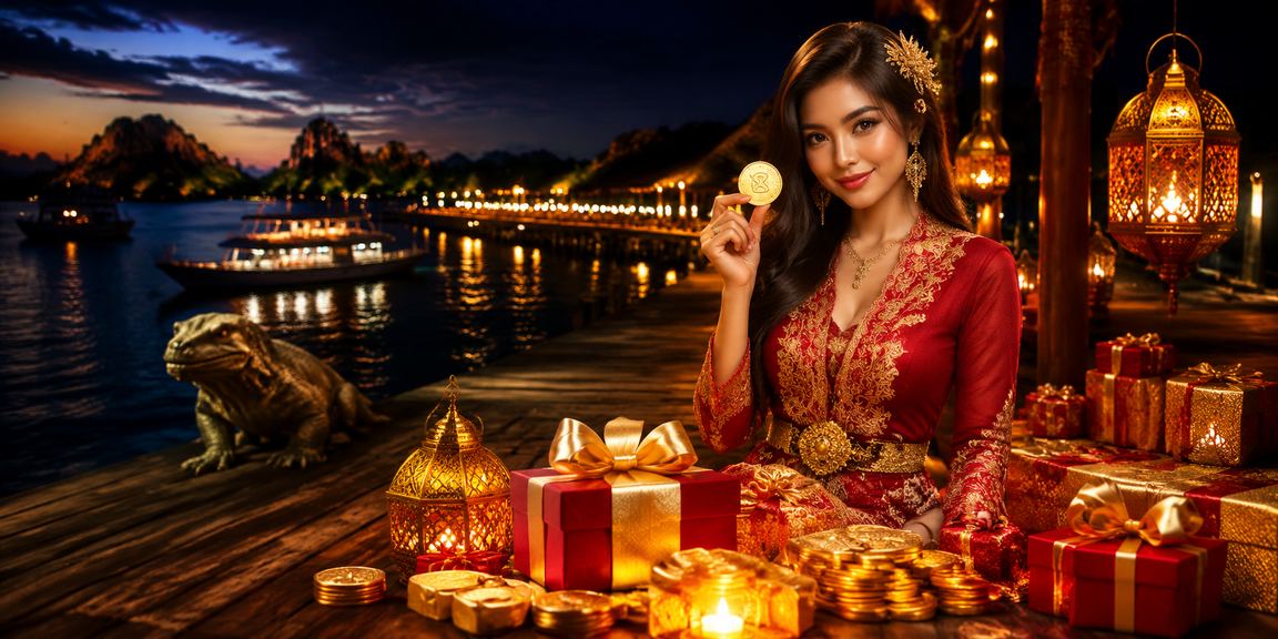 Suasana festival hiburan dengan pengguna membaca aturan promosi secara mobile